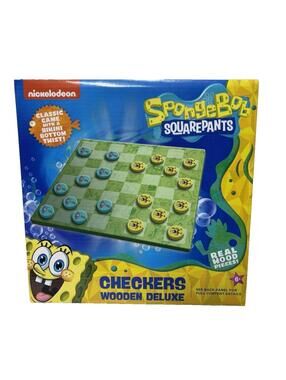 SpongeBob Squarepants Checkers Wooden Board Game Nickelodeon Classic, NEW in box